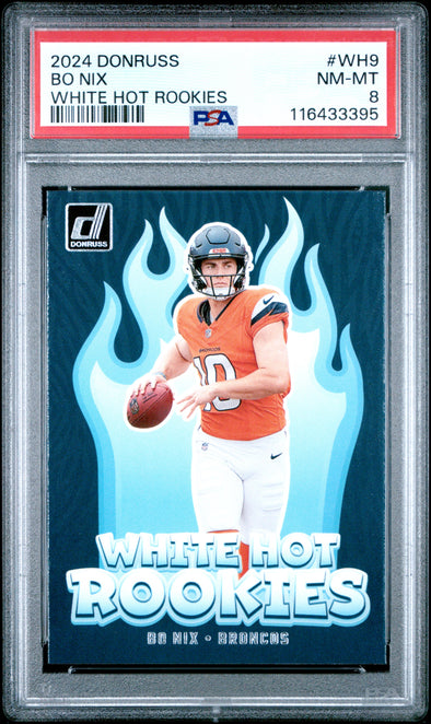 2024 Donruss-White Hot Rookies-Bo Nix #WH9 PSA 8