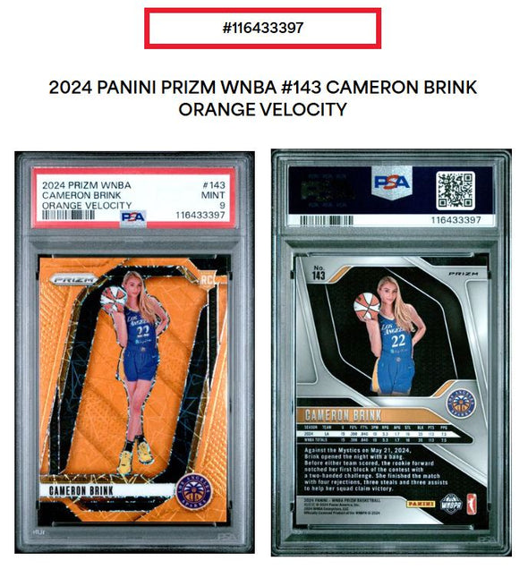 2024 Prizm WNBA-Cameron Brink-Orange Velocity Prizm #143 PSA 9