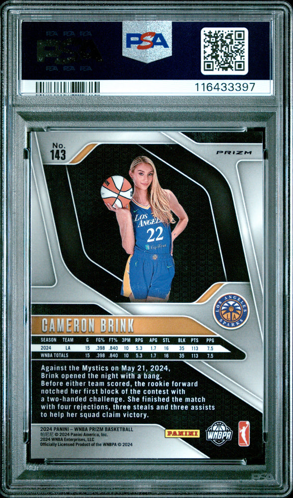 2024 Prizm WNBA-Cameron Brink-Orange Velocity Prizm #143 PSA 9