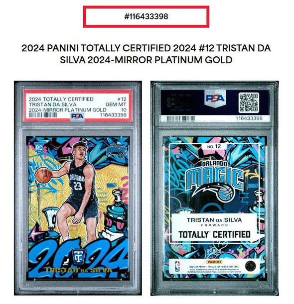 2024 Totally Certified-Tristan Da Silva-Mirror Platinum Gold PSA 10