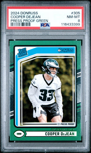 2024 Donruss-Cooper Dejean-Press Proof Green PSA 8