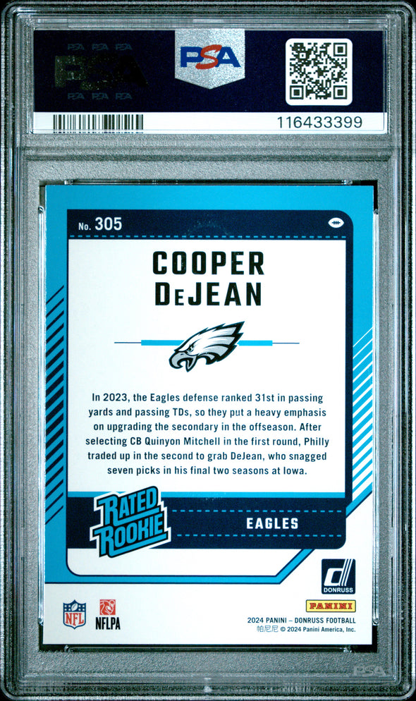 2024 Donruss-Cooper Dejean-Press Proof Green PSA 8