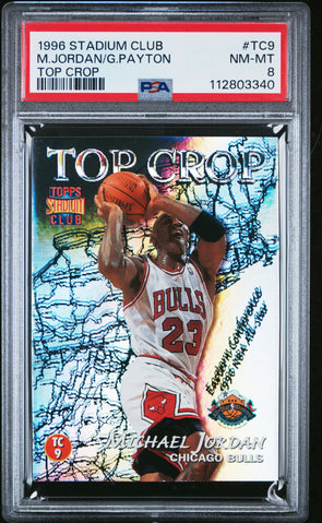 1996-97 Topps Stadium Club-Top Crop # TC9 Michael Jordan/Gary Payton PSA 8