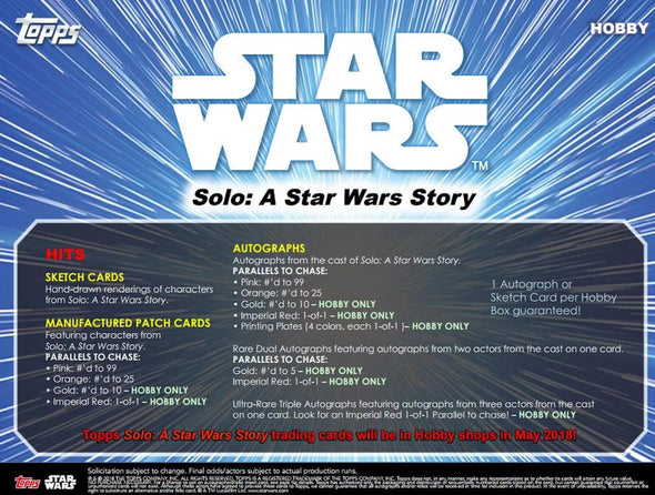 2018 Topps Star Wars Solo: A Star Wars Story Hobby Box