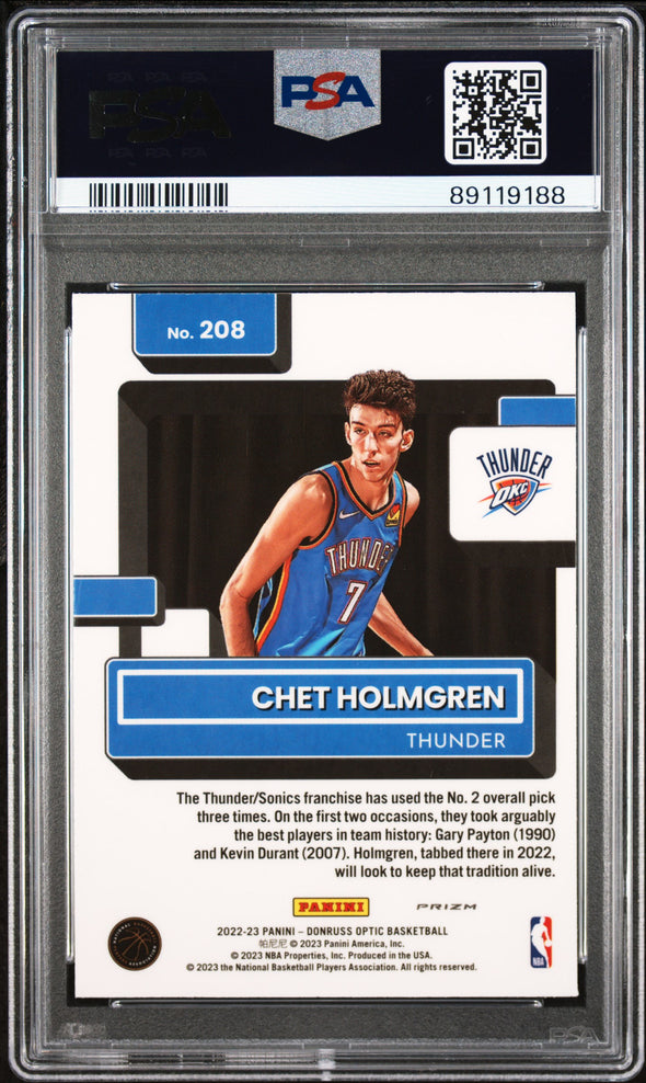 2022-23 Panini Donruss Optic-Chet Holmgren #208 Hyper Green PSA 7