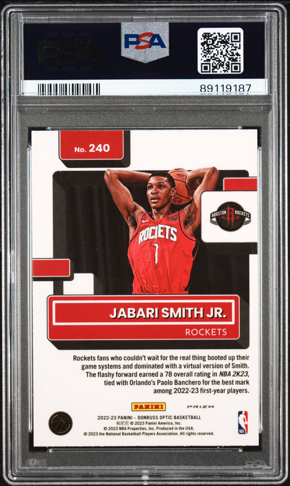 2022-23 Panini Donruss Optic-Jabari Smith Jr. #240 Hyper Green PSA 8