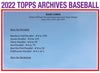 2022 Topps Archives Baseball Blaster Box