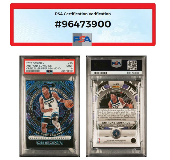 2023-24 Obsidian Basketball Anthony Edwards Orbital #'d 5 Rookie PSA 9