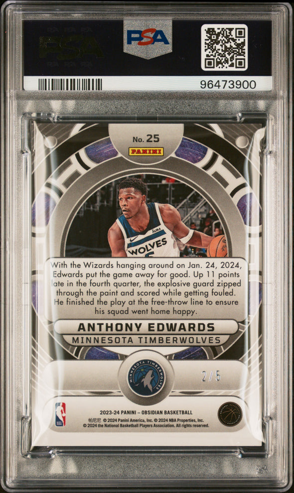 2023-24 Obsidian Basketball Anthony Edwards Orbital #'d 5 Rookie PSA 9