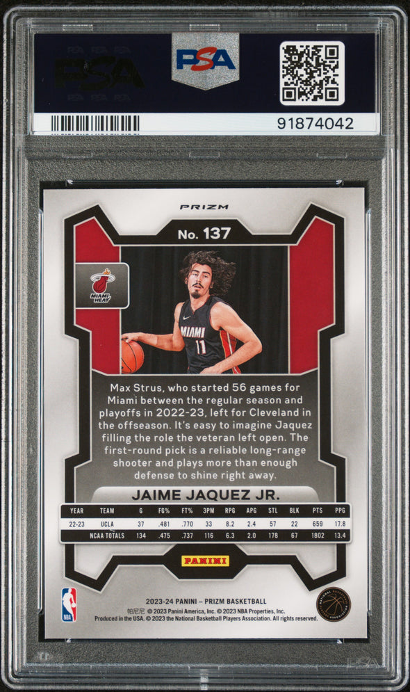 2023-24 Panini Prizm Basketball-Jaime Jaquez Jr. Pink Ice #137 PSA 10