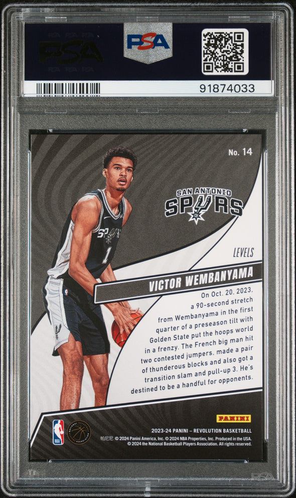 2023-24 Panini Revolution-Victor Wembanyama Rookie Revolution Levels #14 Rookie PSA 9