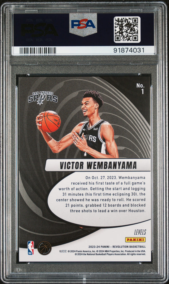 2023-24 Panini Revolution-Victor Wembanyama Vortex Levels #1 Rookie PSA 9