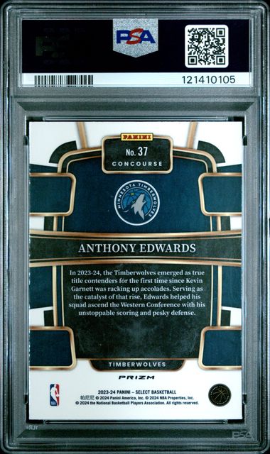 2023-24 Select Anthony Edwards #37 Concourse Green Ice PSA 10