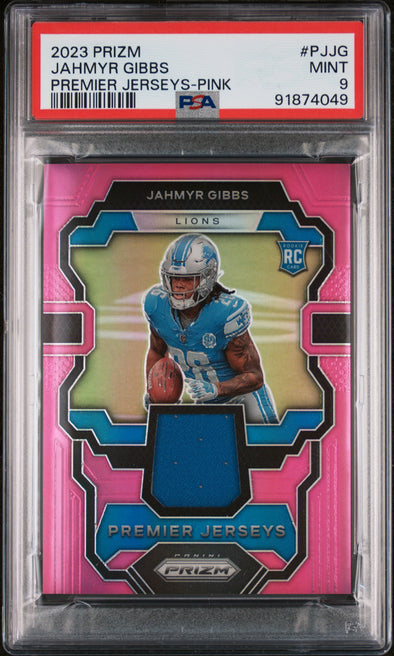 2023 Panini Prizm-Jahmyr Gibbs Premier Jerseys Pink #PJJG PSA 9