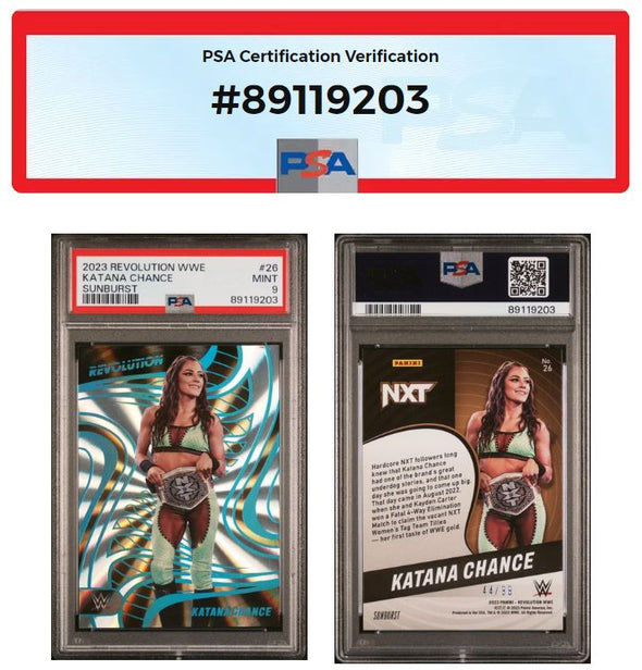 2023 Panini Revolution WWE-Katana Chance #26 Sunburst PSA 9