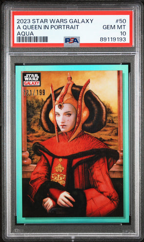 2023 Topps Chrome Star Wars Galaxy-A Queen In Portrait #50 Aqua PSA 10