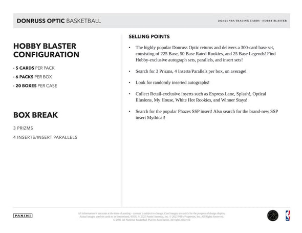 2024-25 Panini Donruss Optic Basketball Hobby Blaster Box