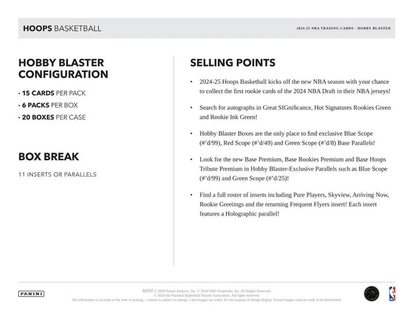 2024-25 Panini Hoops Basketball Hobby Blaster Box
