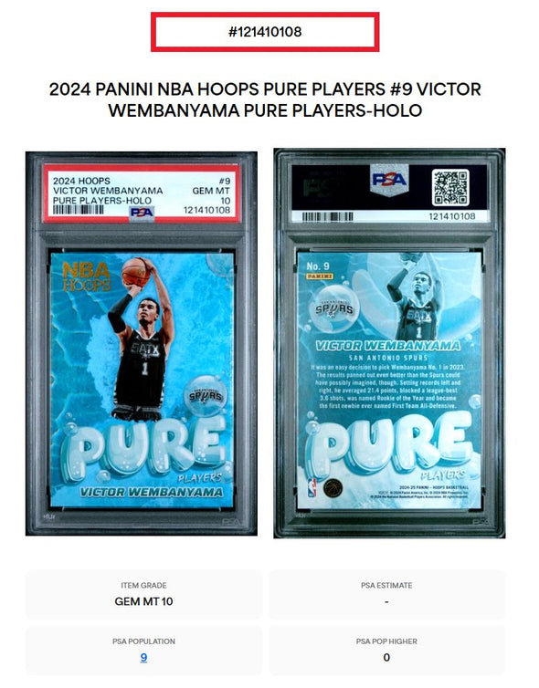 2024-25 Panini Hoops Victor Wembanyama Pure Players Holo #9 PSA 10