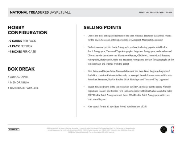 2024-25 Panini National Treasures Basketball Hobby Box