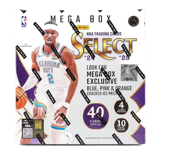 2024-25 Panini Select Basketball Mega Box (Blue, Pink & Orange Cracked Ice Prizms)
