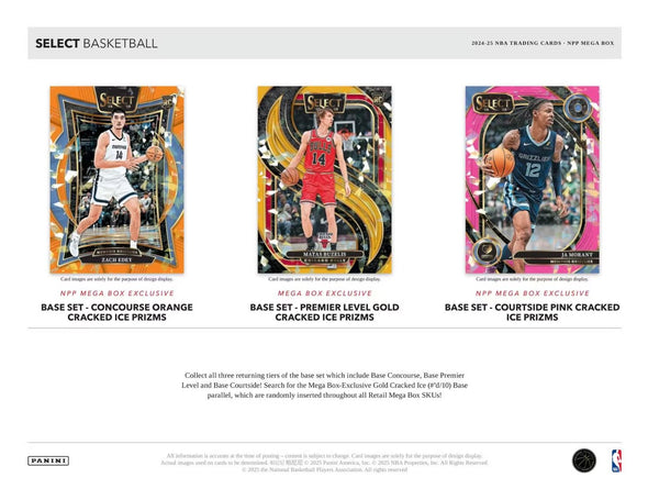 2024-25 Panini Select Basketball Mega Box (Blue, Pink & Orange Cracked Ice Prizms)