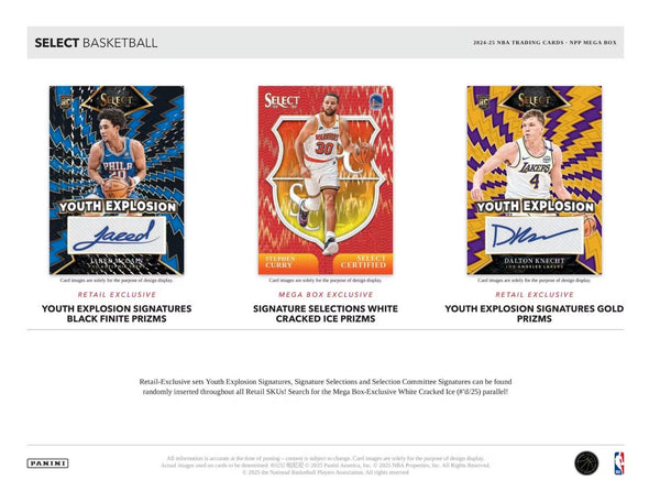 2024-25 Panini Select Basketball Mega Box (Blue, Pink & Orange Cracked Ice Prizms)