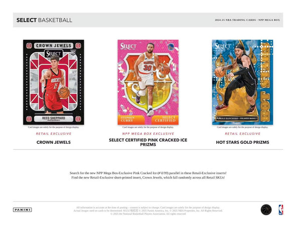 2024-25 Panini Select Basketball Mega Box (Blue, Pink & Orange Cracked Ice Prizms)