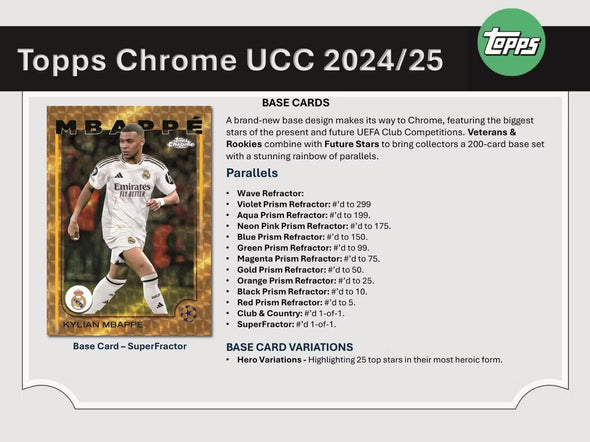 2024-25 Topps Chrome UEFA Club Competitions Soccer Blaster Box