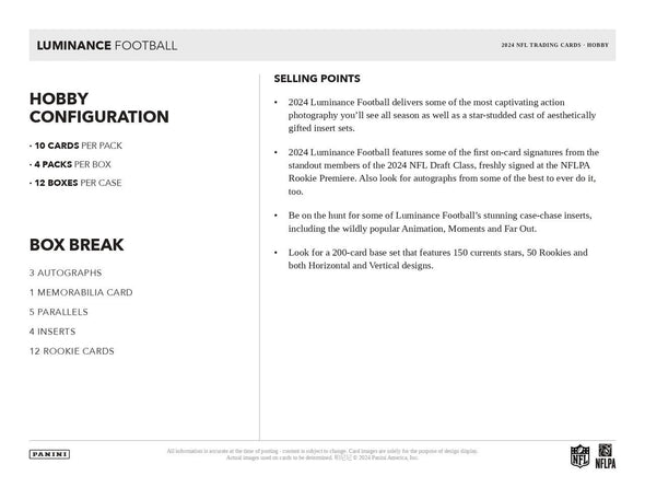 2024 Panini Luminance Football Hobby Box