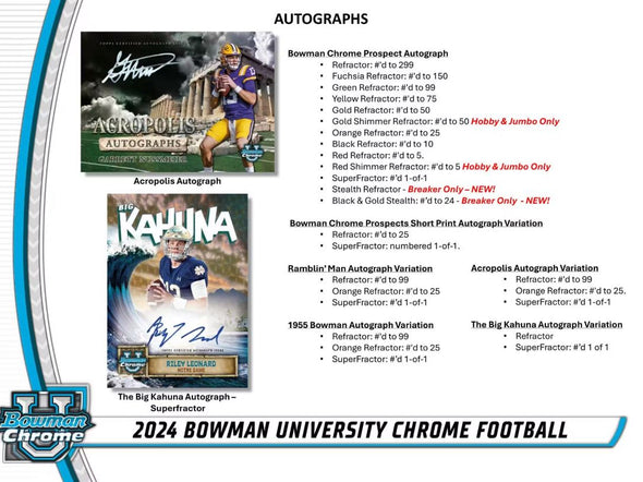 2024 Bowman University Chrome Football Hobby Box