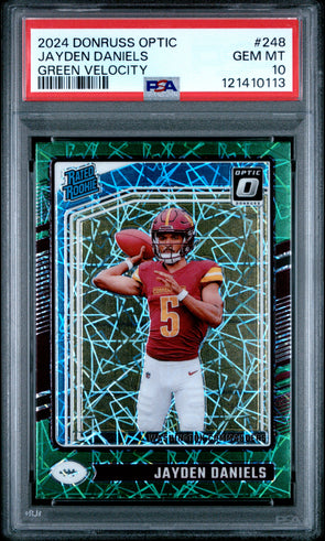 2024 Panini Donruss Optic Jayden Daniels Green Velocity #248 PSA 10