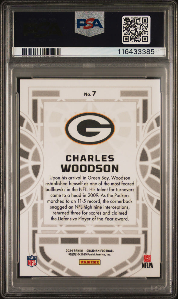2024 Obsidian-Black Stained Glass-Charles Woodson #7 PSA 10