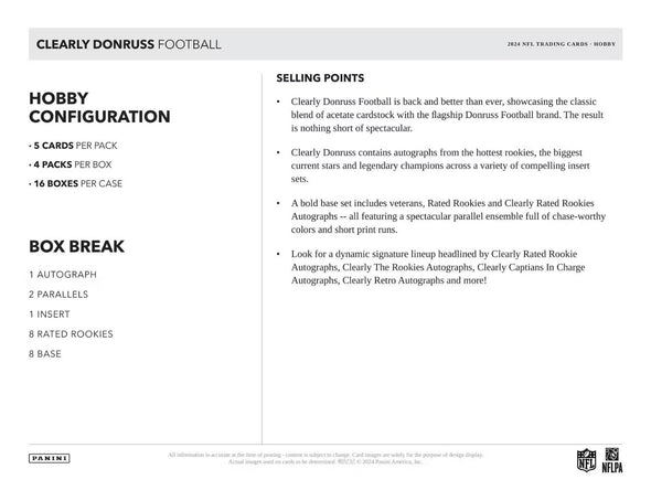 2024 Panini Clearly Donruss Football Hobby Box