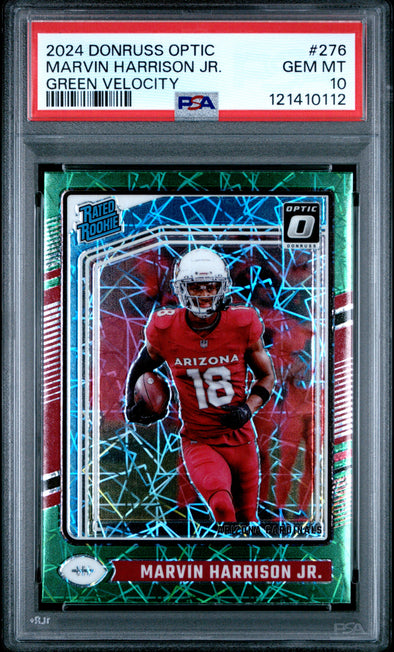 2024 Donruss Optic Marvin Harrison Jr. #276 Green Velocity PSA 10