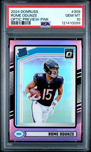 2024 Donruss Rome Odunze #309 Optic Preview Pink PSA 10