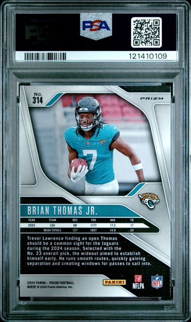 2024 Prizm Brian Thomas Jr. #314 Green Wave PSA 10