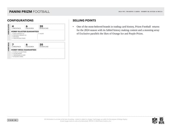 2024 Panini Prizm Football Hobby Blaster Box (Orange Ice Prizm's)