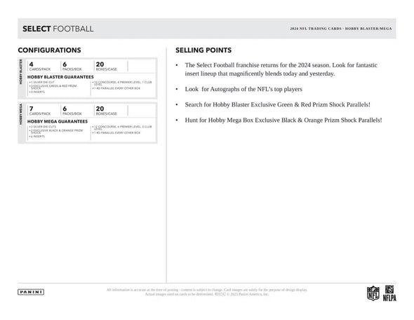2024 Panini Select Football Hobby Blaster Box (Green & Red Prizms)