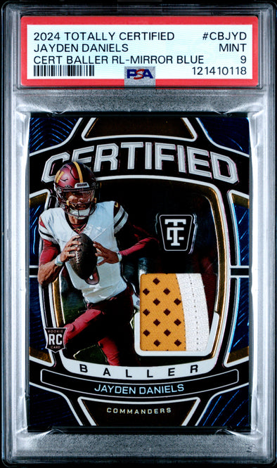 2024 Totally Certified Jayden Daniels #CBJYD Certified Baller Relic Mirror Blue PSA 9