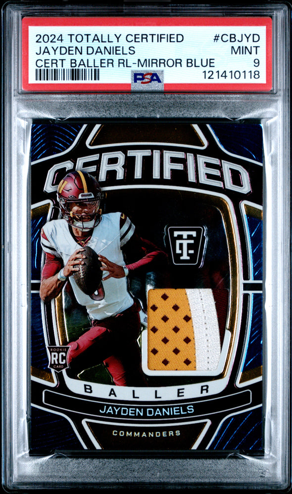 2024 Totally Certified Jayden Daniels #CBJYD Certified Baller Relic Mirror Blue PSA 9