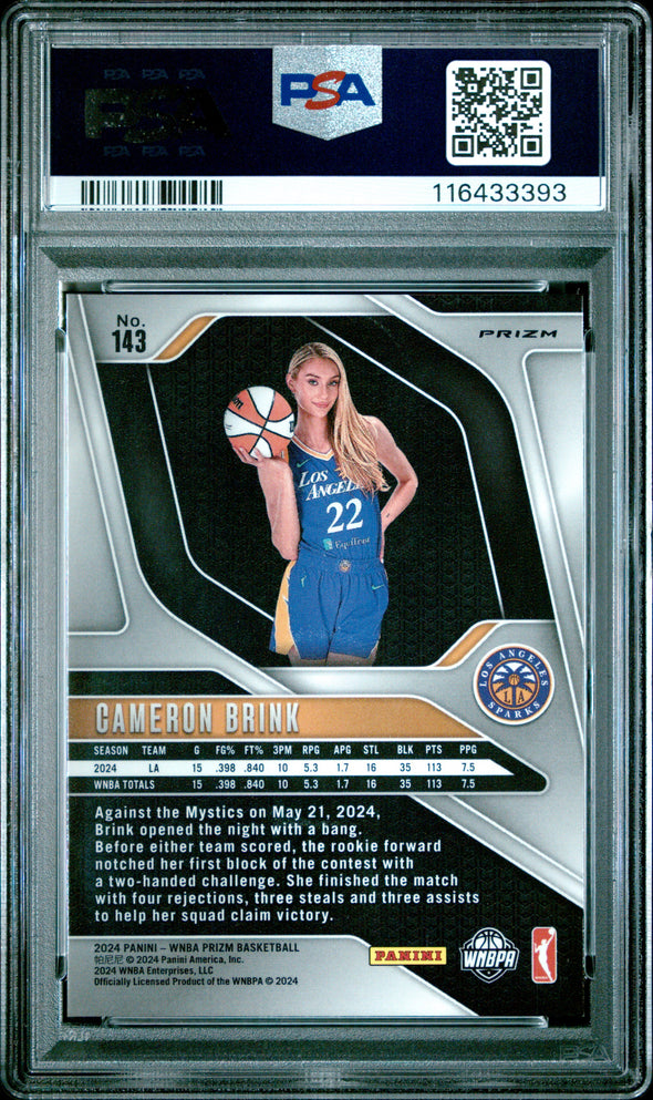 2024 Prizm WNBA-Cameron Brink-Blue Velocity #143 PSA 8