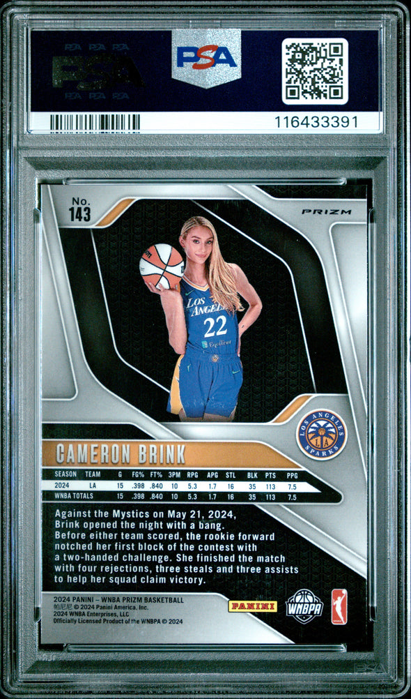 2024 Prizm WNBA-Cameron Brink-Green Prizm #143 PSA 9