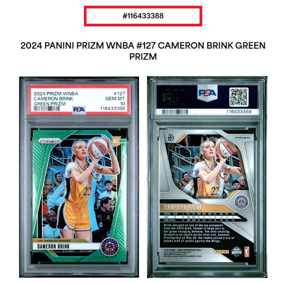 2024 Prizm WNBA-Cameron Brink-Green Prizm #127 PSA 10