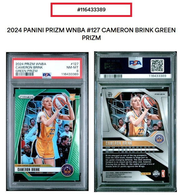 2024 Prizm WNBA-Cameron Brink-Green Prizm #127 PSA 8