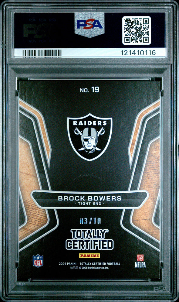 2024 Panini Totally Certified Brock Bowers Gold Team #19 Mirror Platinum Gold PSA 8