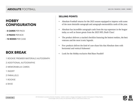 2025 Panini Absolute Football Hobby Box