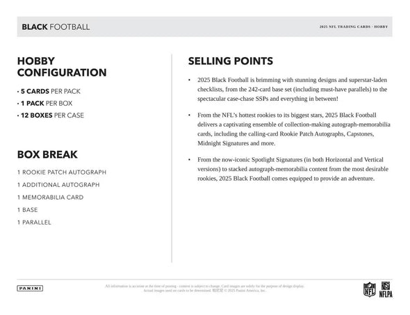 2025 Panini Black Football Hobby Box