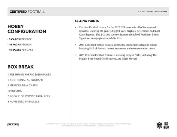 2025 Panini Certified Football Hobby Box