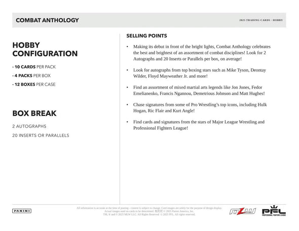 2025 Panini Combat Anthology Hobby Box